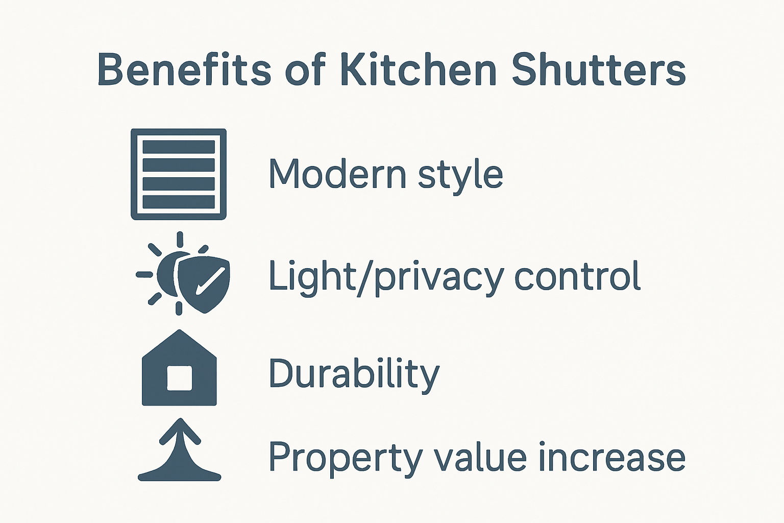 Infographic showing key benefits of kitchen window shutters