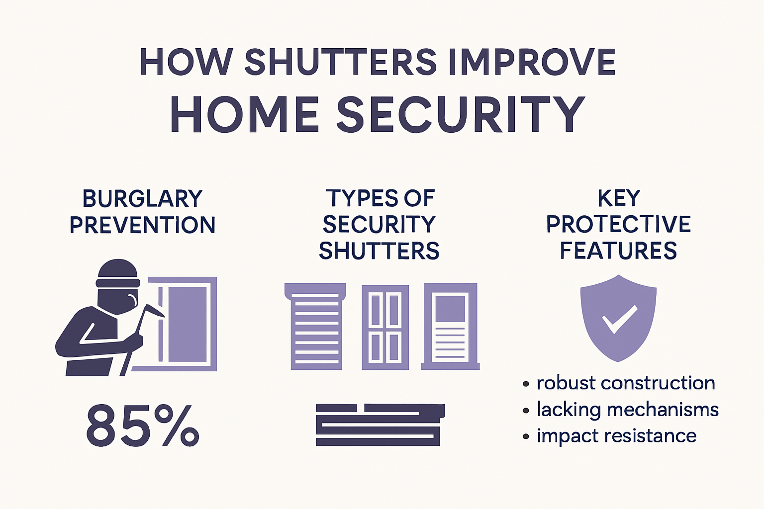 shutters and home security Infographic showing how shutters protect homes from burglary
