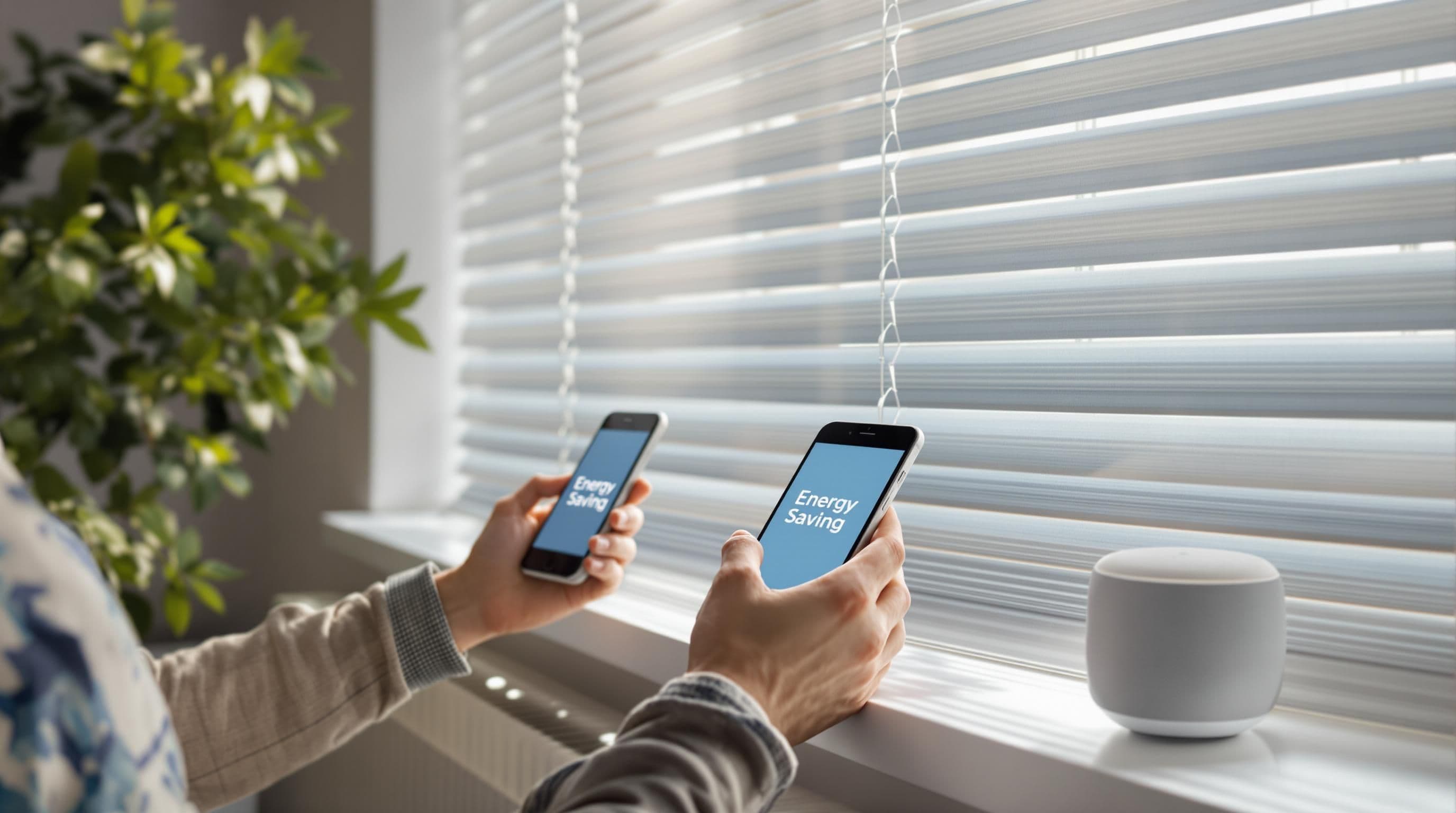 Homeowner adjusts cellular smart shade for energy savings