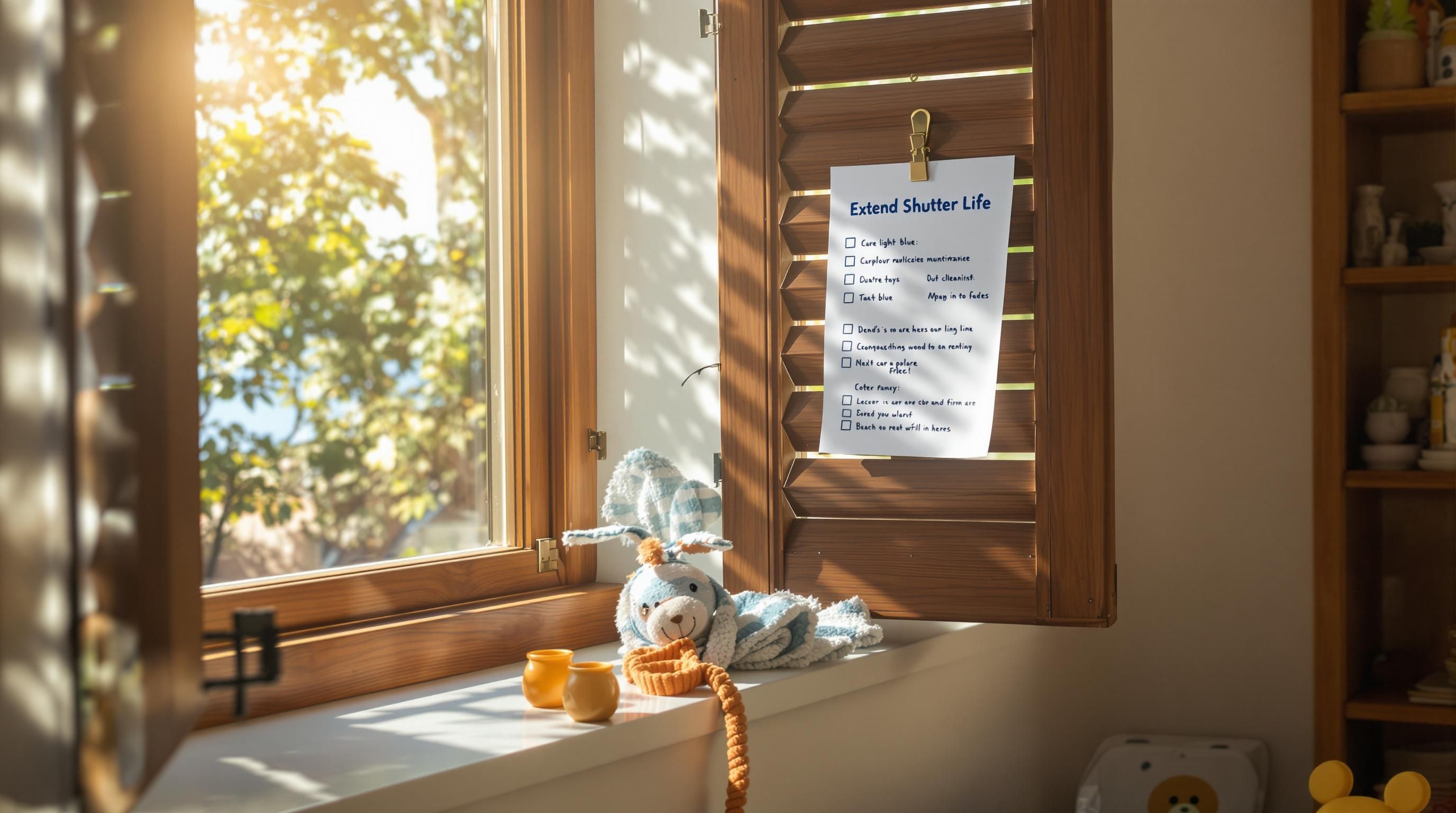 shutter lifespan vs cost Homeowner cleaning window shutters with maintenance checklist to extend their lifespan