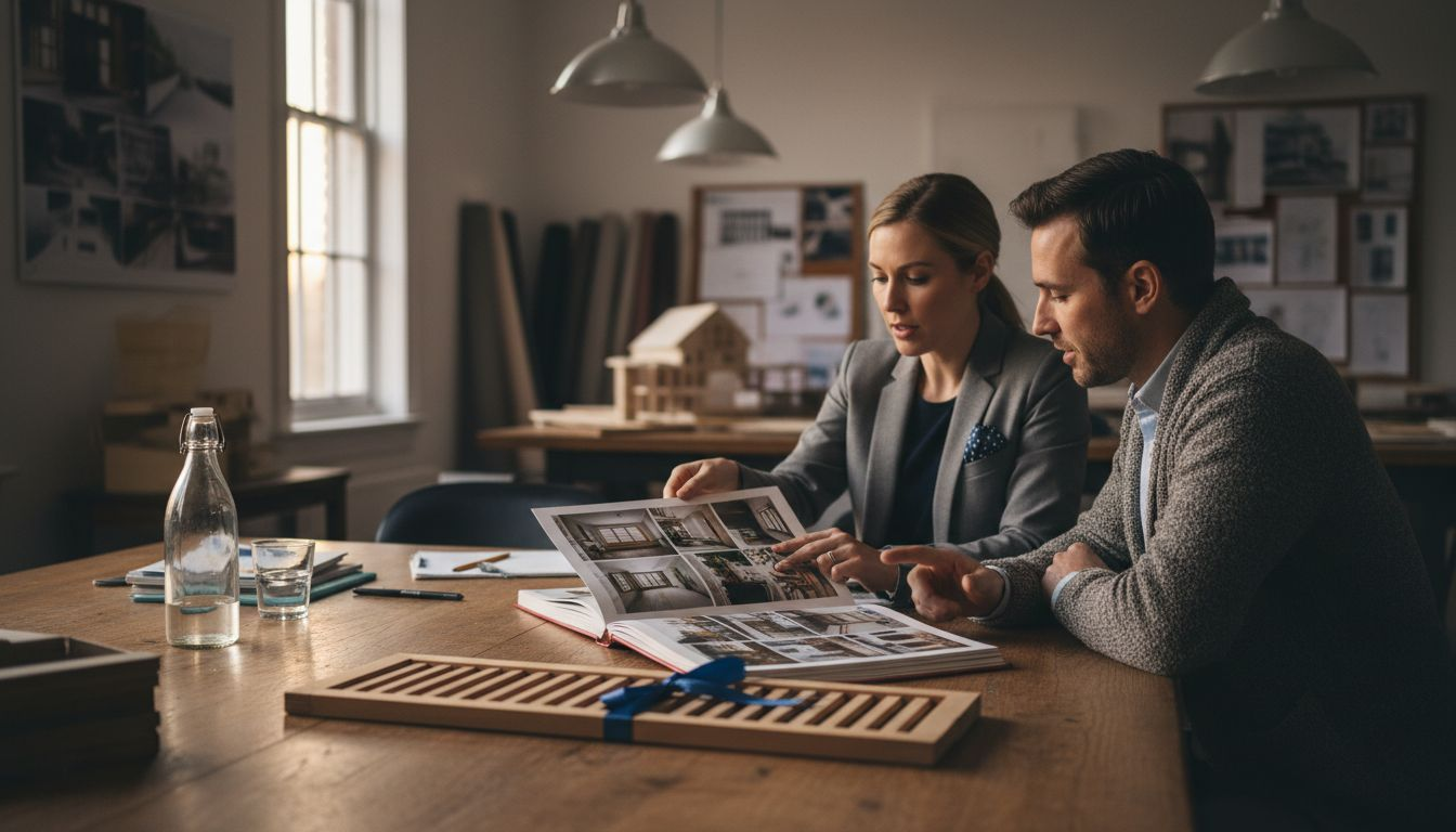 Supplier showing shutter portfolio to client