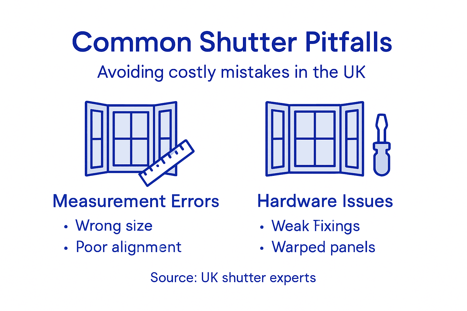 common shutter installation errors Infographic showing shutter installation errors and solutions