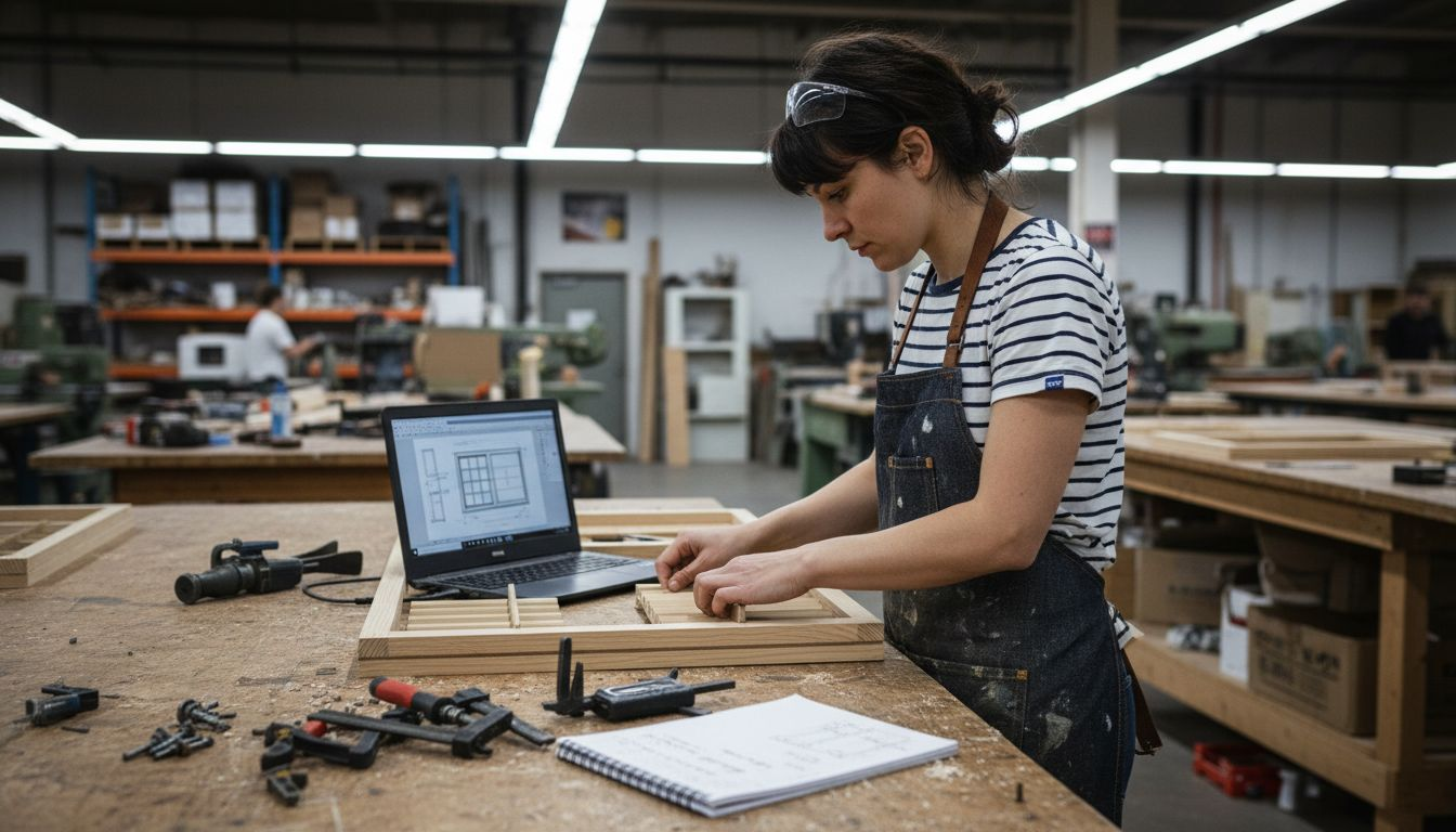 shutter design challenges Engineer assembling shutters in fabrication shop