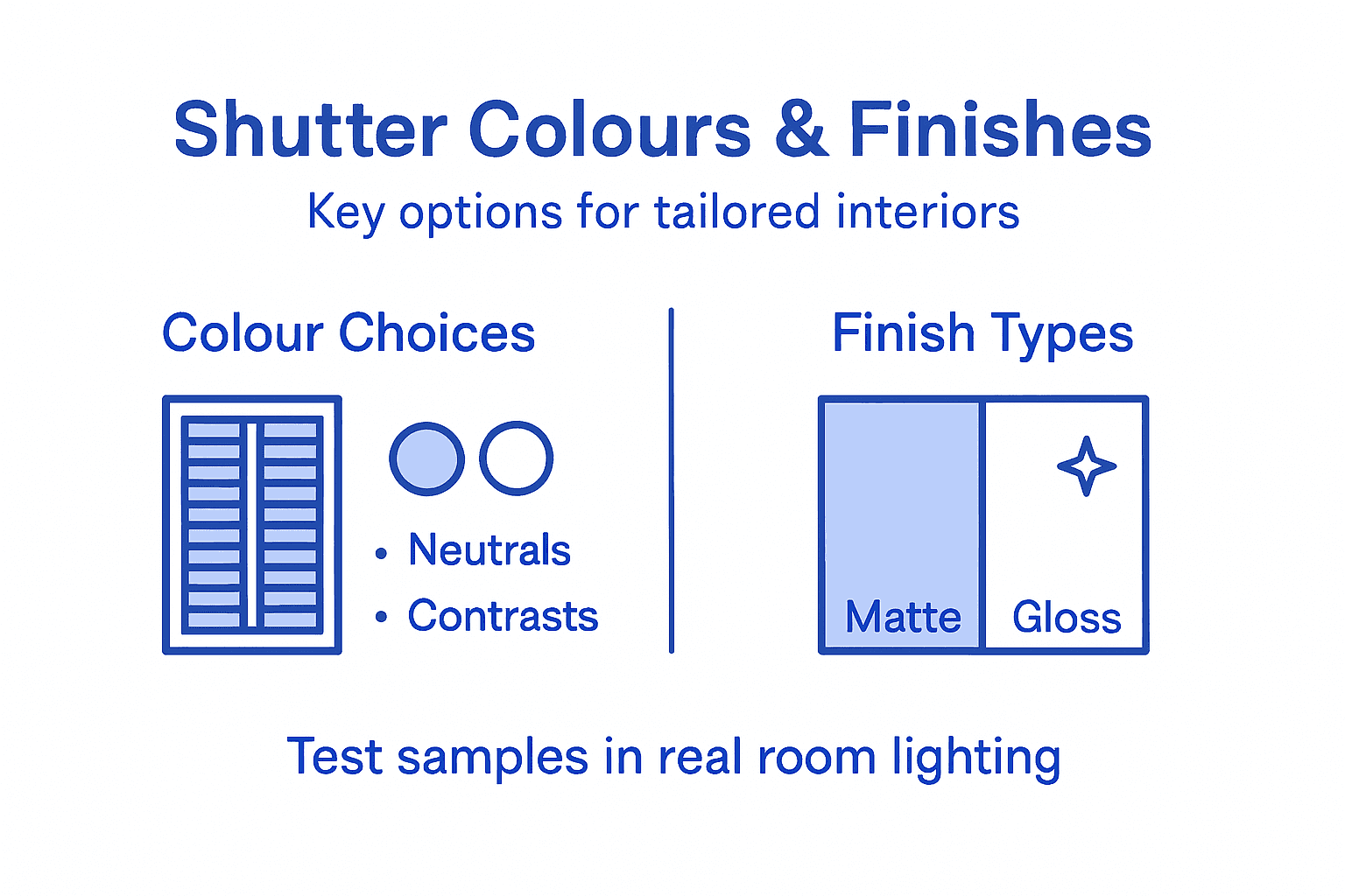 Infographic on shutter colour and finish selection