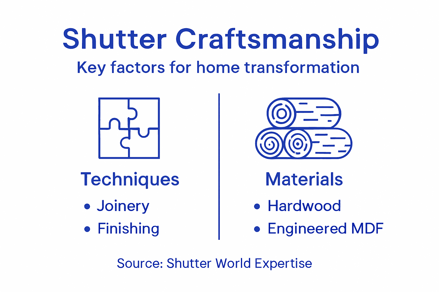 Infographic showing shutter craftsmanship factors