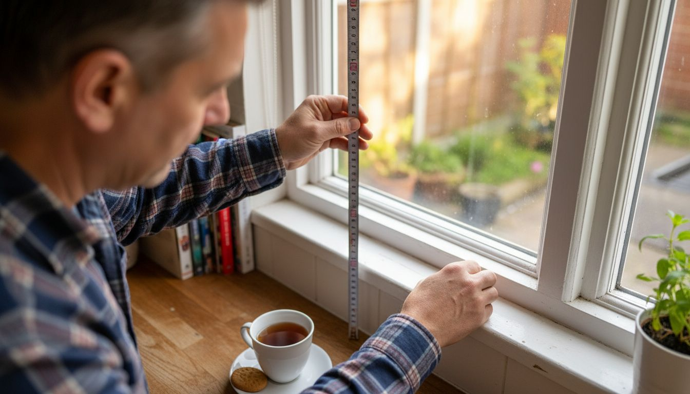 Closeup of tape measuring window width