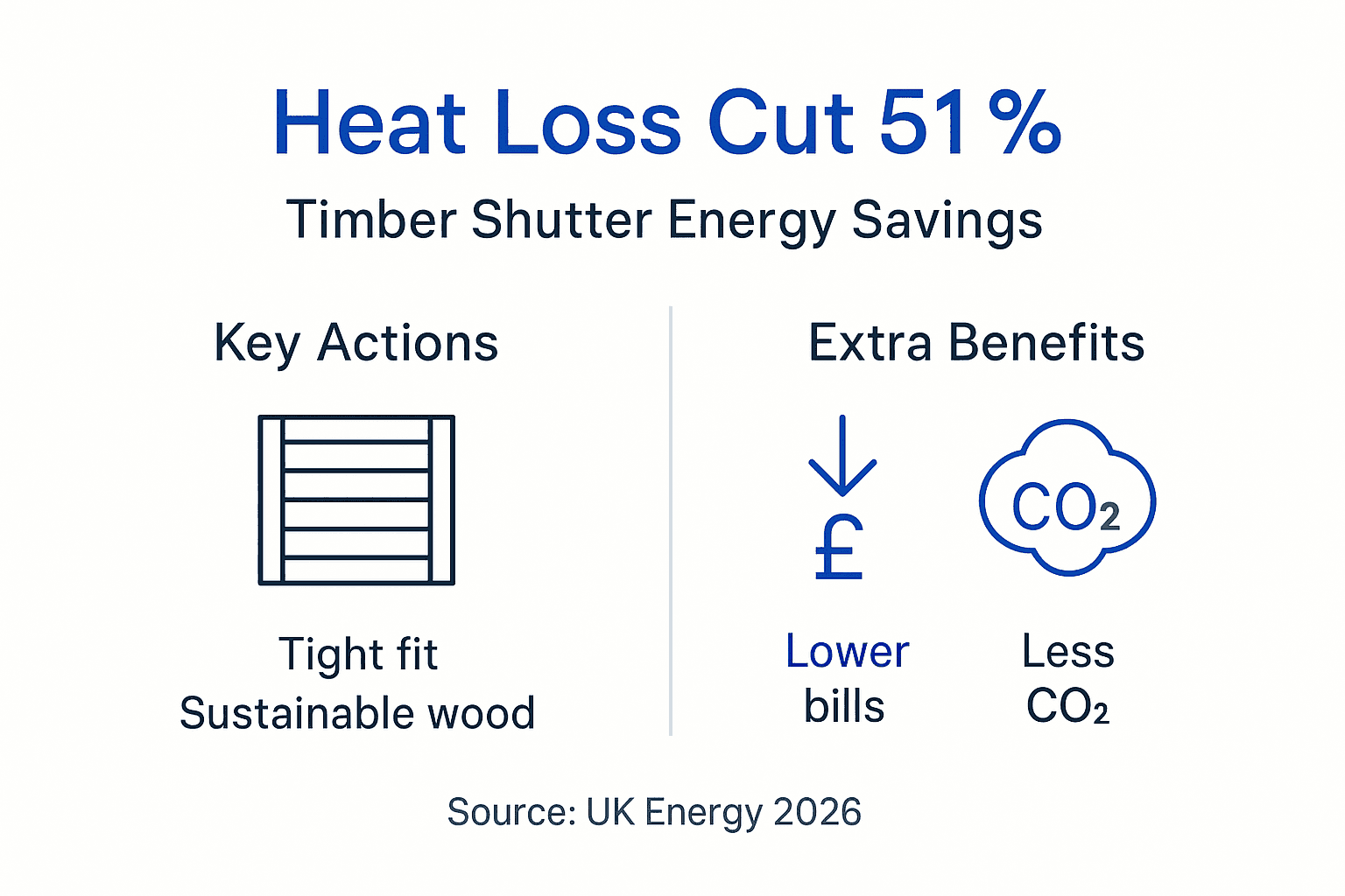 Infographic with shutter energy savings features
