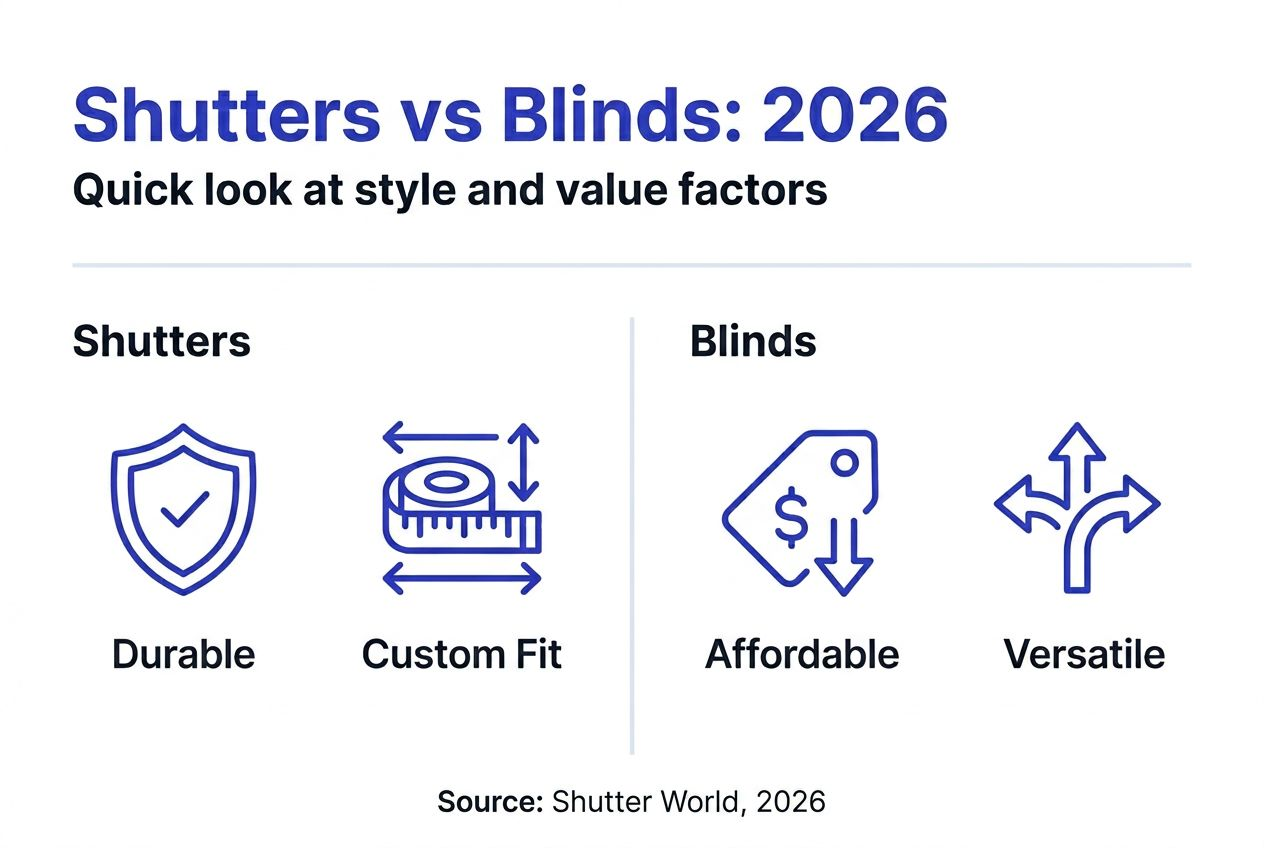 shutters vs blinds Infographic comparing shutters and blinds features