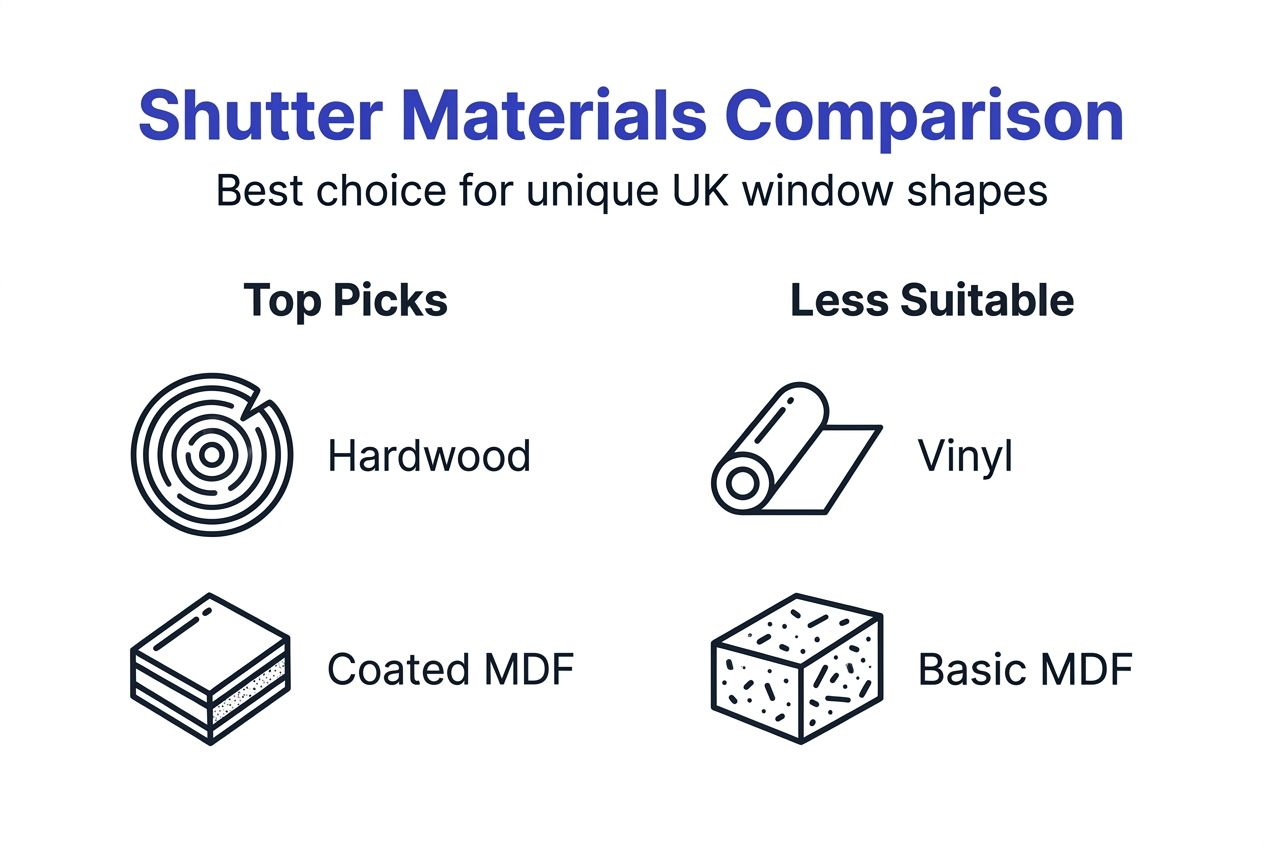 Infographic comparing shutter materials for UK windows