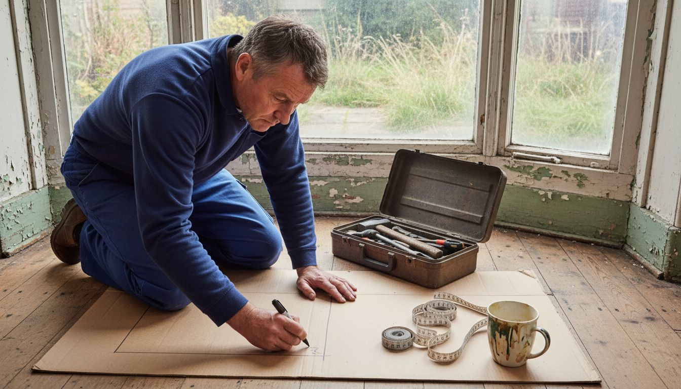 Fitter making arched window shutter template