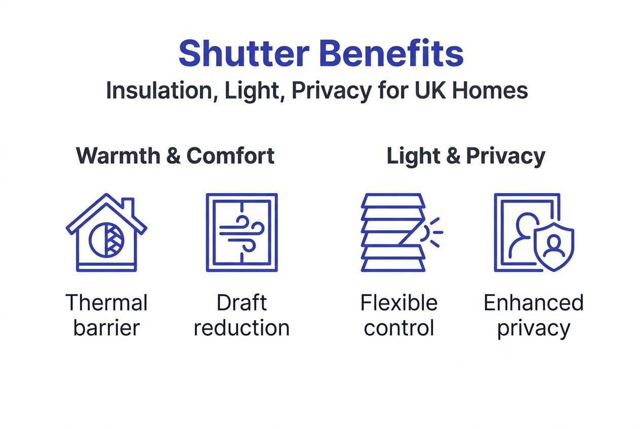 Infographic showing shutter practical benefits