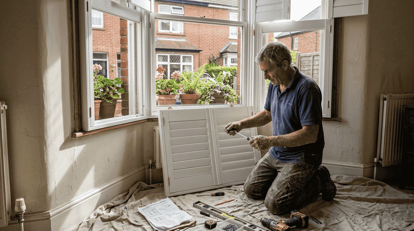 Fitting tier on tier shutters to bay window