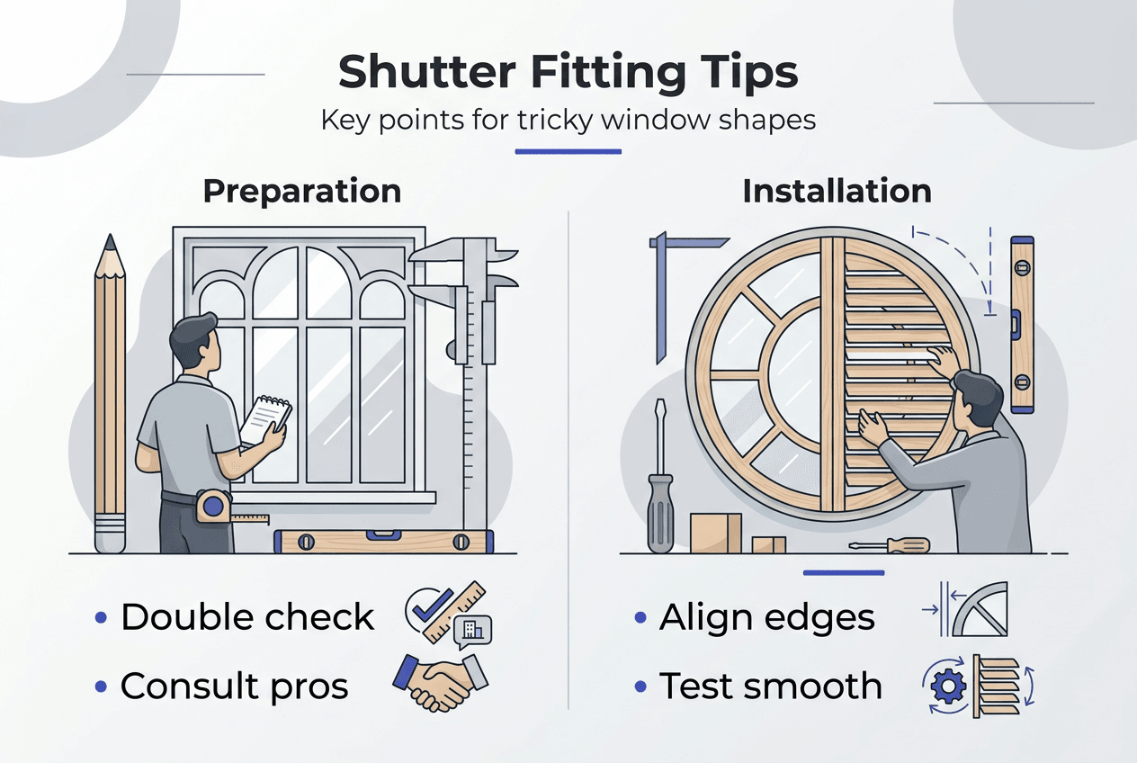 Infographic showing key shutter fitting tips