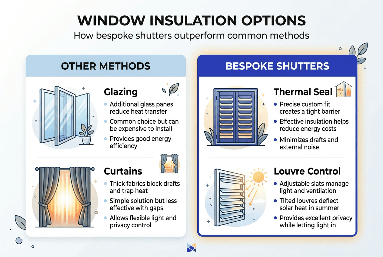 Infographic comparing window insulation methods