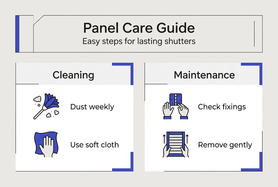 shutters with removable panels Infographic on shutter panel care guide