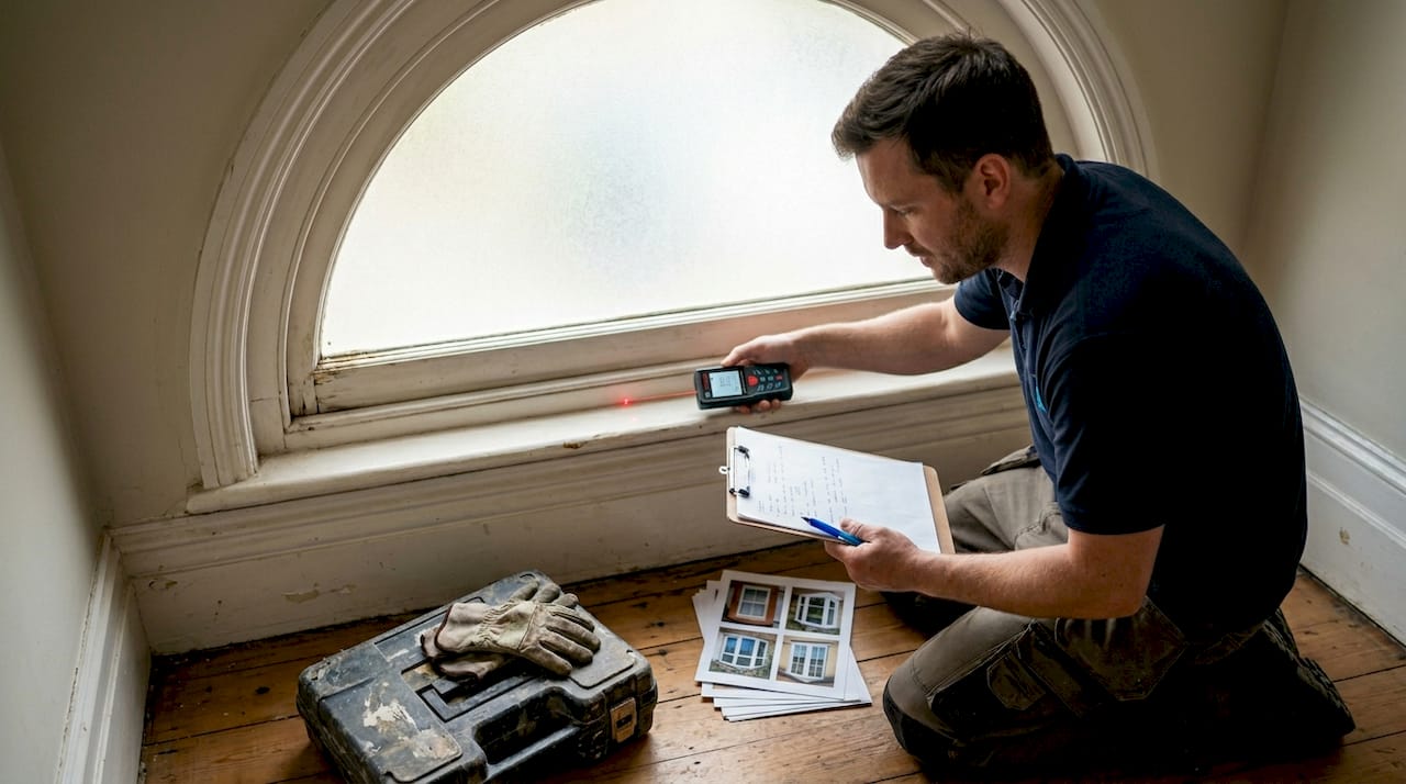 Measuring arched window for custom shutters