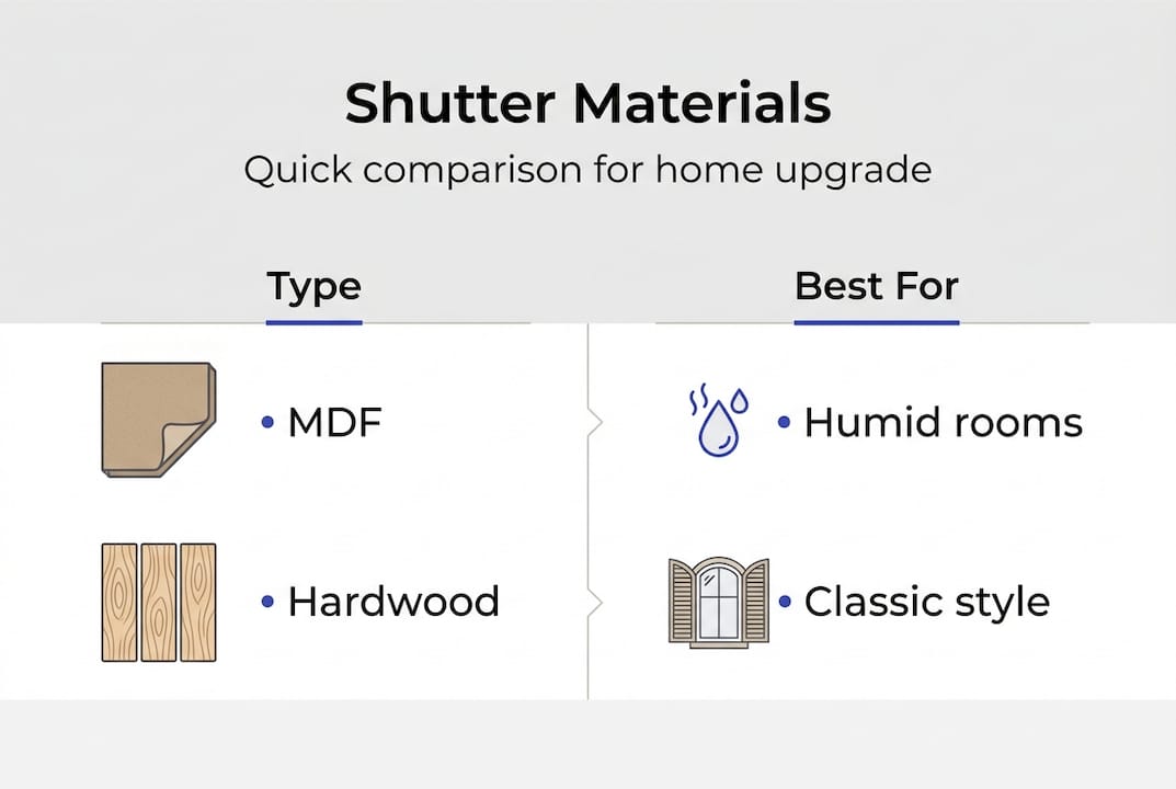 how to update shutters Infographic comparing shutter materials and uses