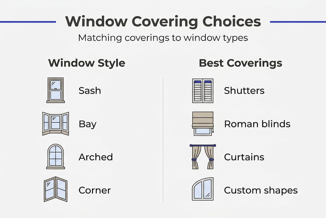 Infographic on window types and coverings