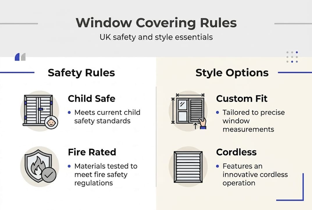 window covering regulations Infographic on UK window shutter safety rules