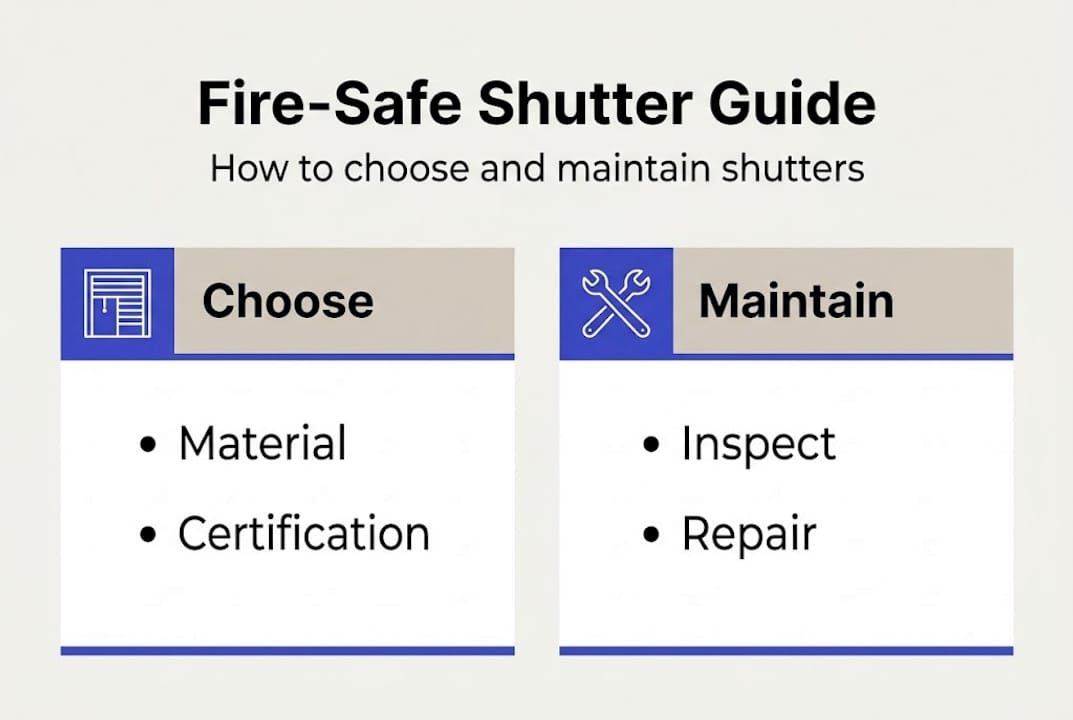 Infographic steps for fire-safe shutters