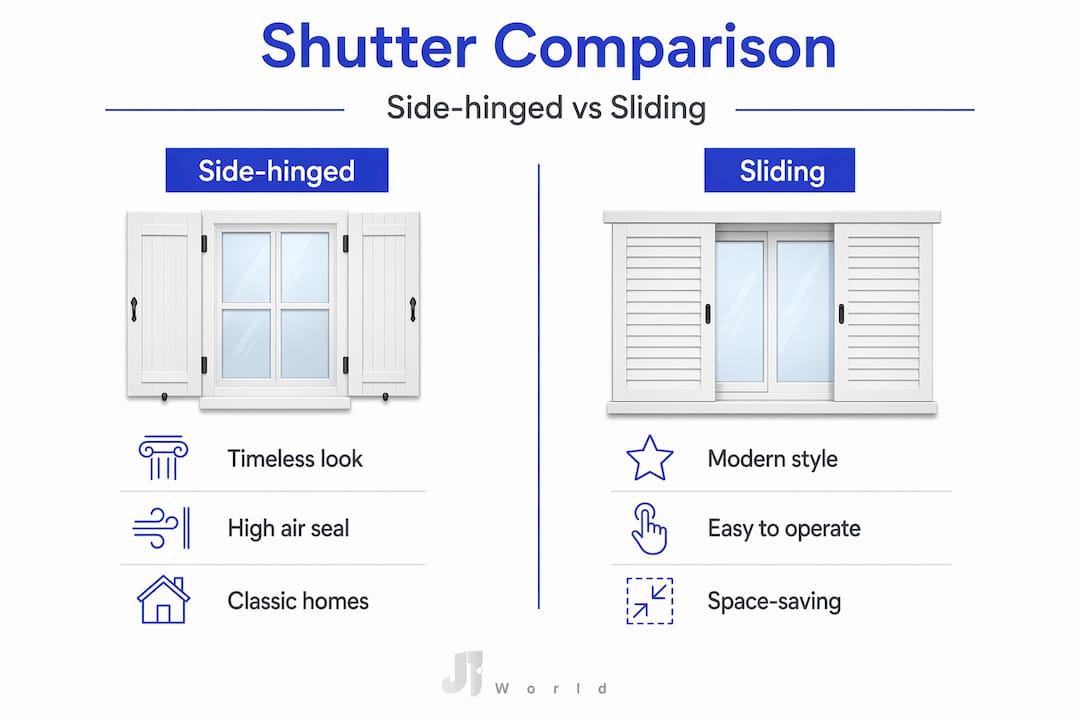 Side-hinged vs sliding shutters: find the best fit