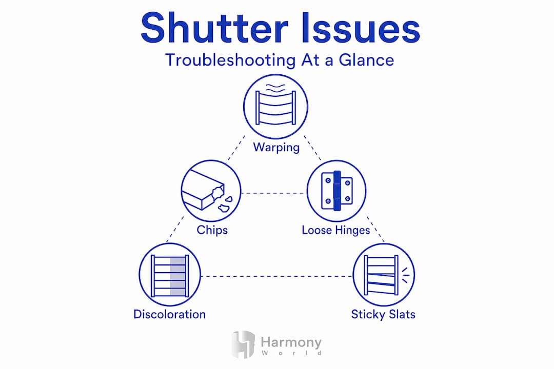Infographic showing MDF shutter problems hierarchy