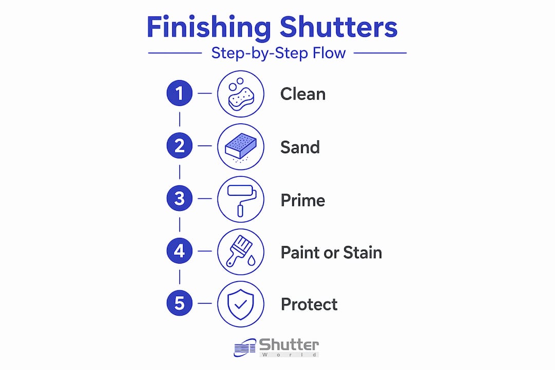 Infographic showing shutter finishing process steps