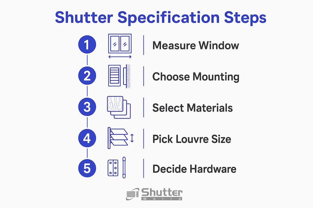Infographic showing steps to create shutter specifications