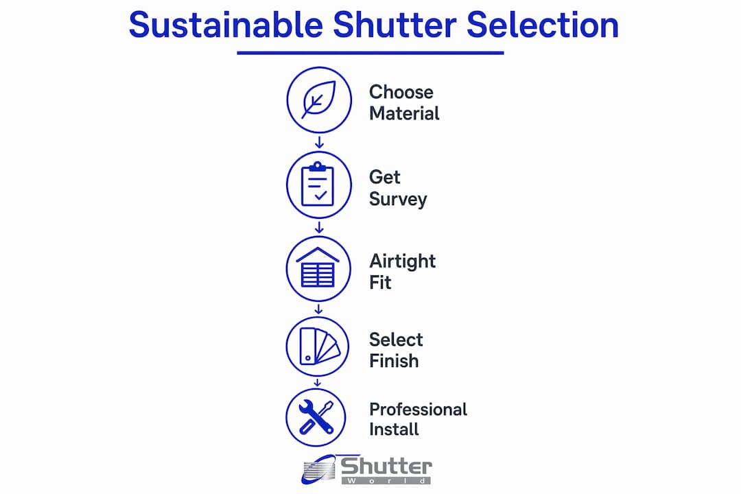 Infographic showing sustainable shutter selection steps