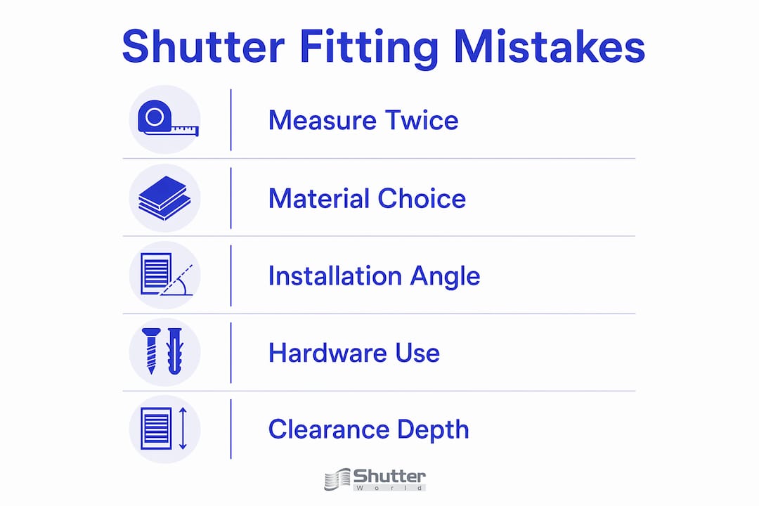 Infographic summarizing shutter fitting common mistakes