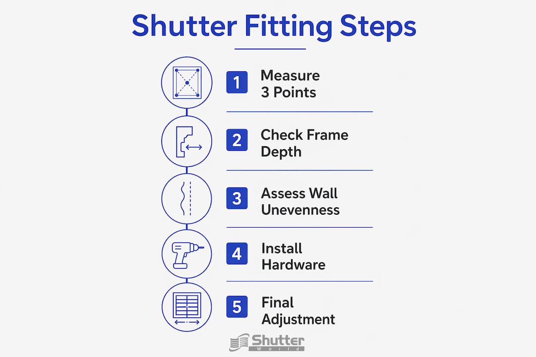Infographic showing step-by-step shutter fitting process
