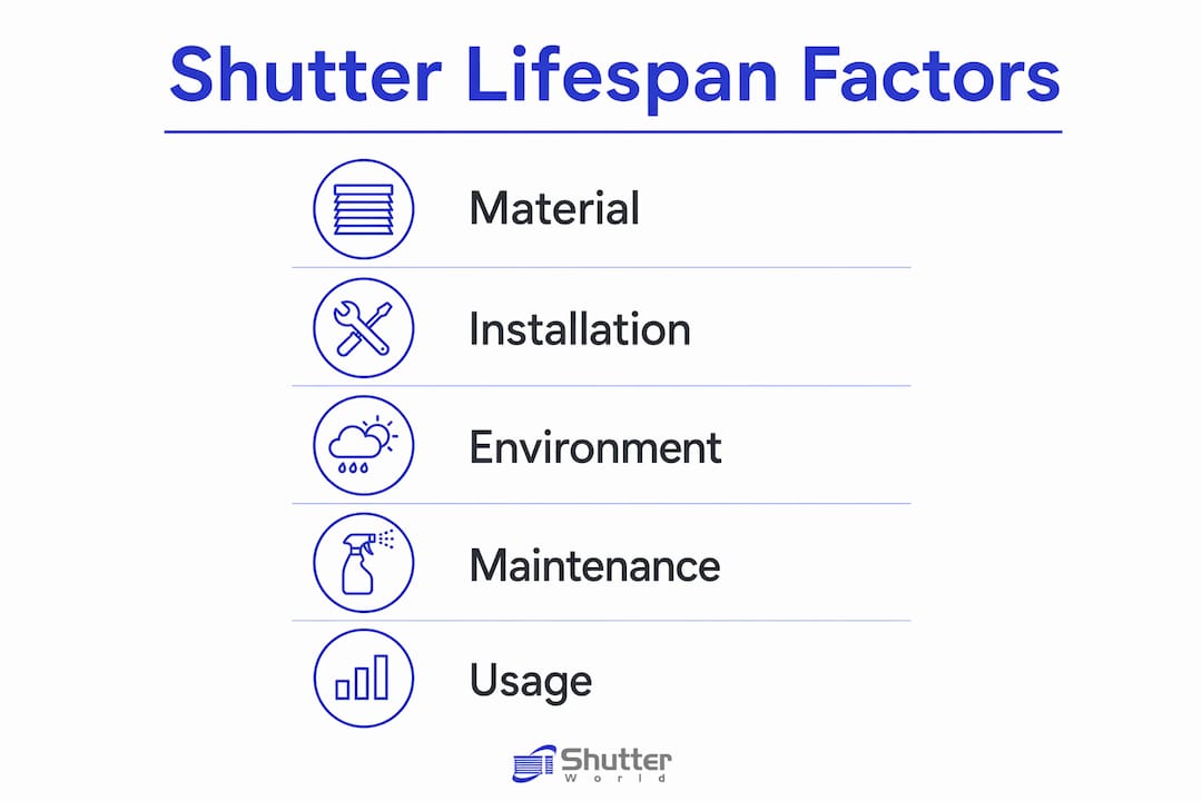 shutter lifespan factors Infographic showing key shutter lifespan factors