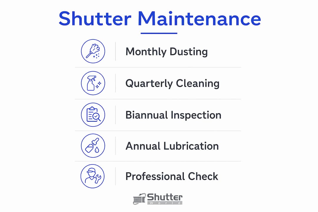 Infographic of step-by-step shutter maintenance routine