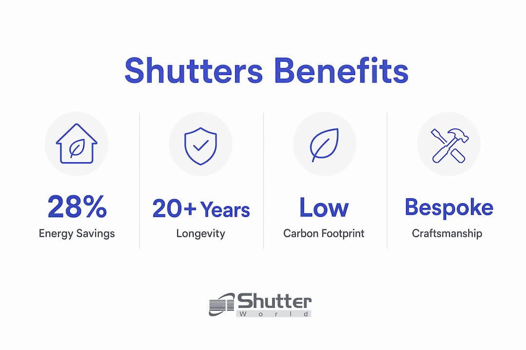 advantages of British made shutters Infographic showing key benefits of British shutters