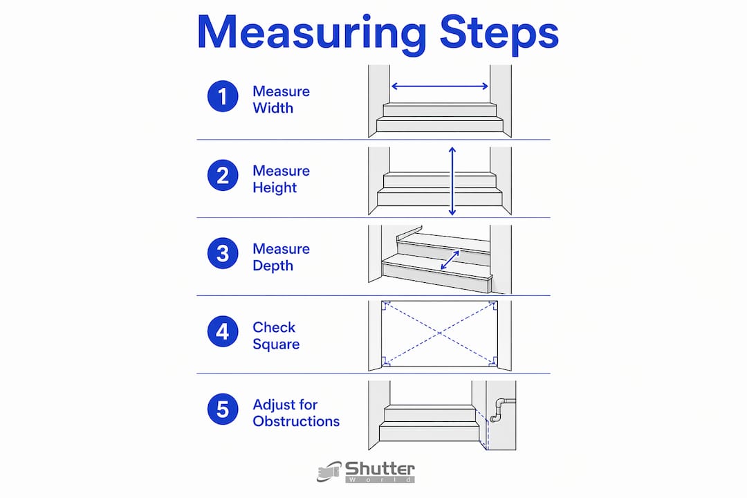 how to measure shutter depth Infographic showing steps to measure shutter depth