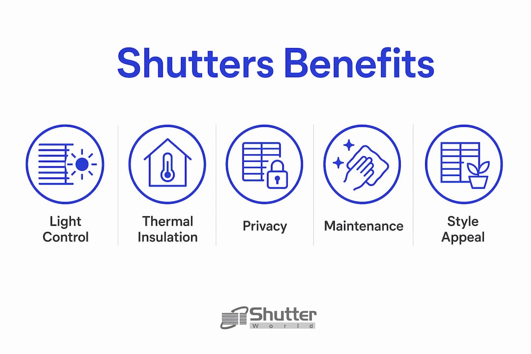 role of shutters in staging homes Infographic showing hierarchy of shutter benefits in staging