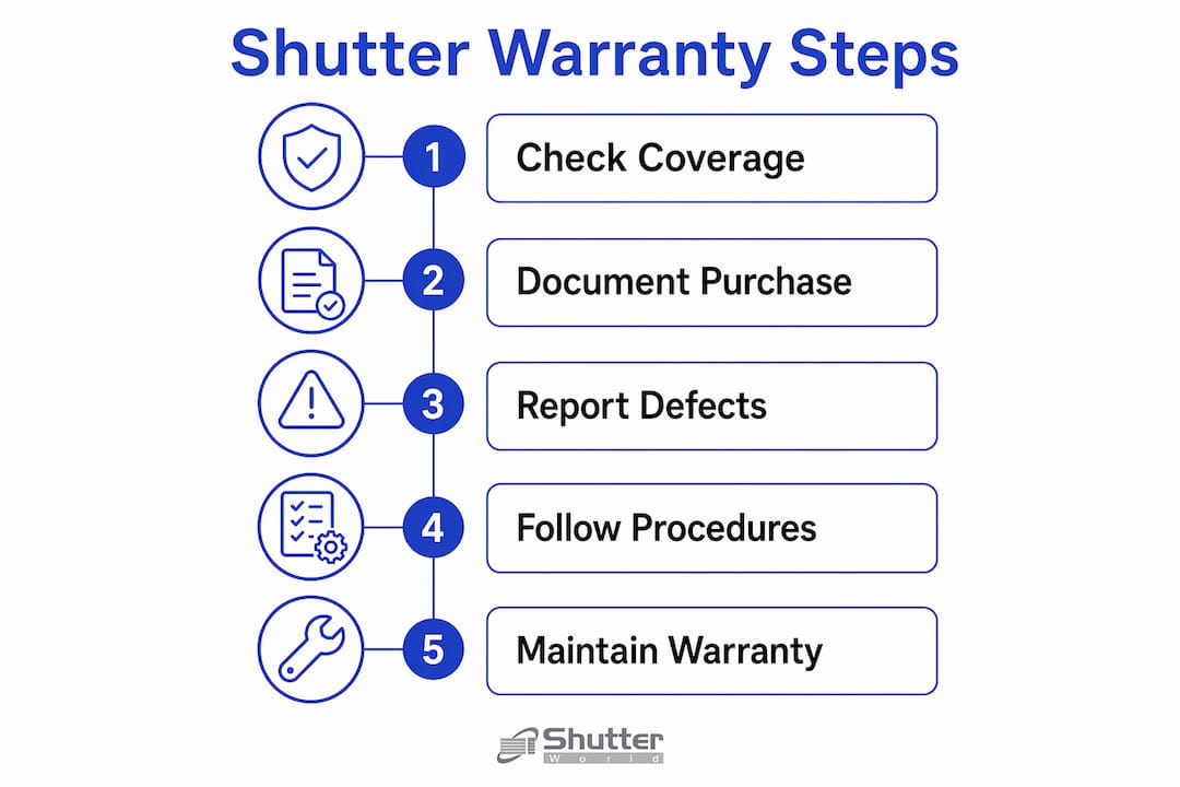 shutter warranty explained Infographic outlining shutter warranty claim steps