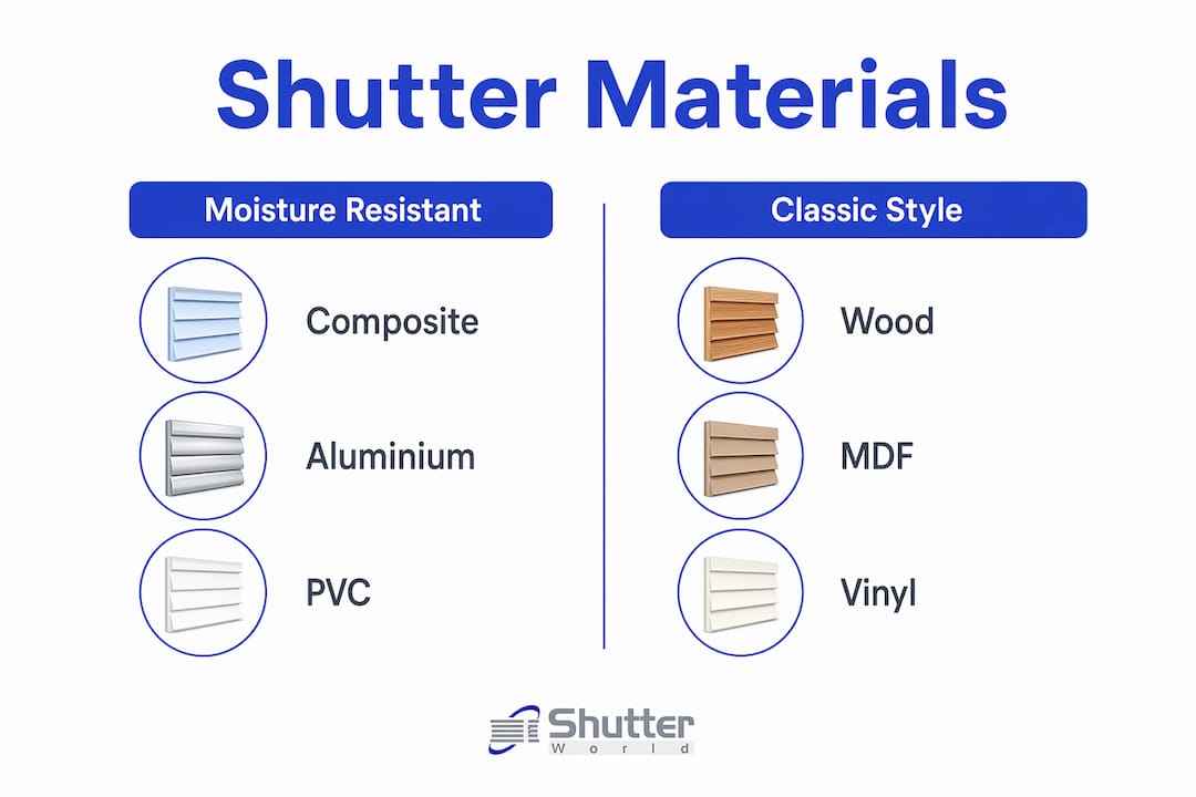 Infographic comparing shutter materials for urban homes