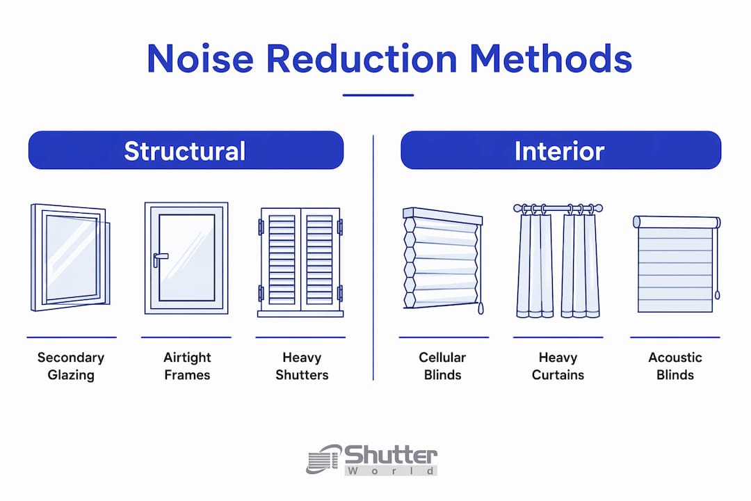 noise reduction window treatments Infographic comparing noise reduction methods