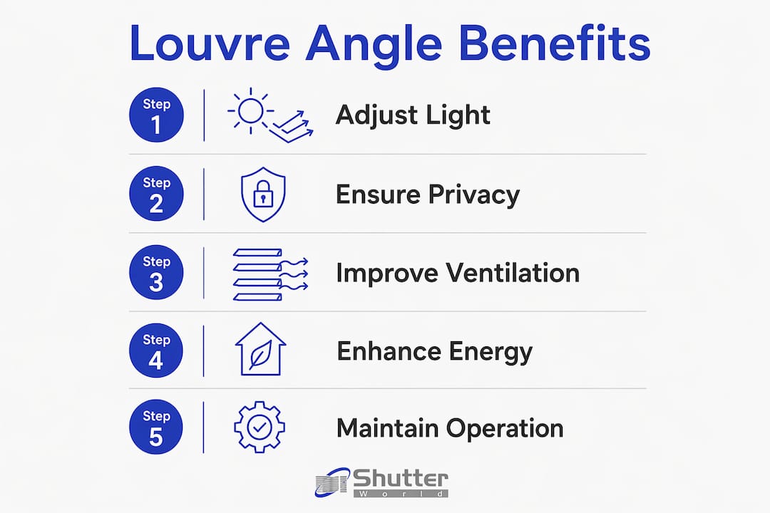 shutter louver angle benefits Infographic outlining benefits of shutter louvre angles