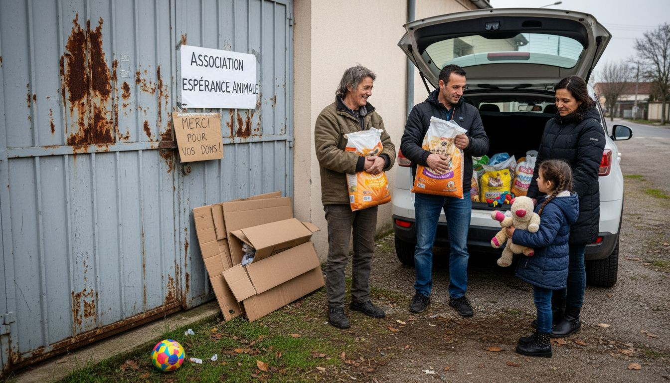 Remise de dons à une association de protection animale