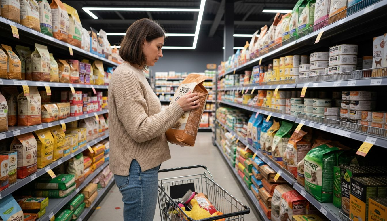 Une personne en train de choisir des produits d’origine animale dans les rayons d’un supermarché.