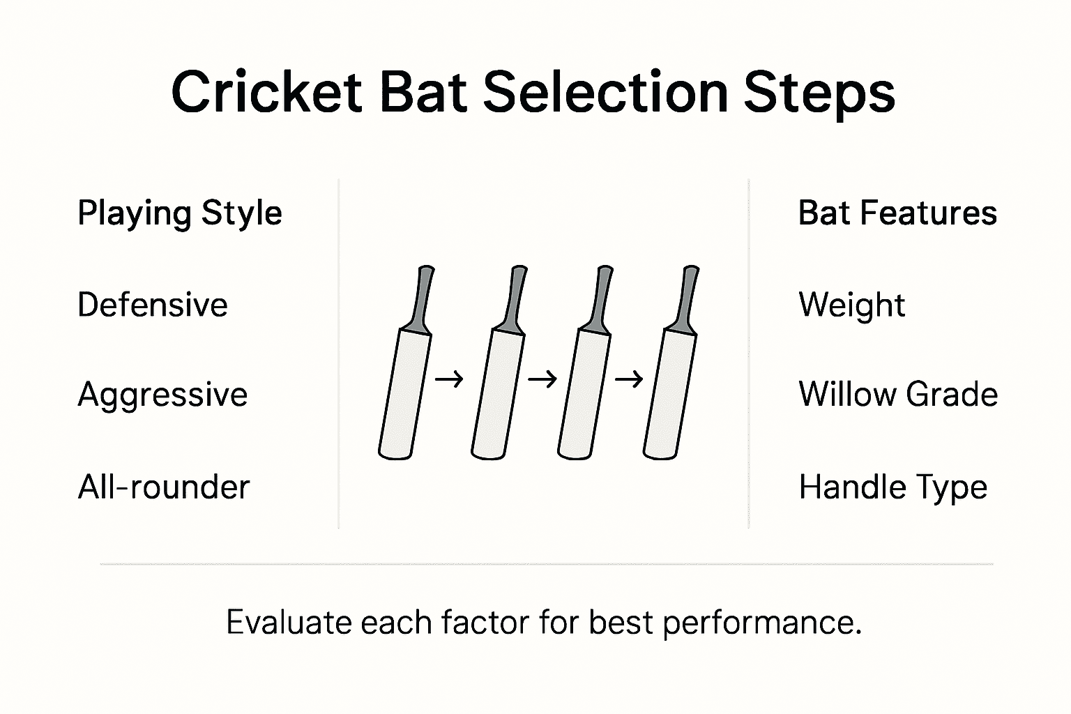 Infographic with bat selection steps and factors