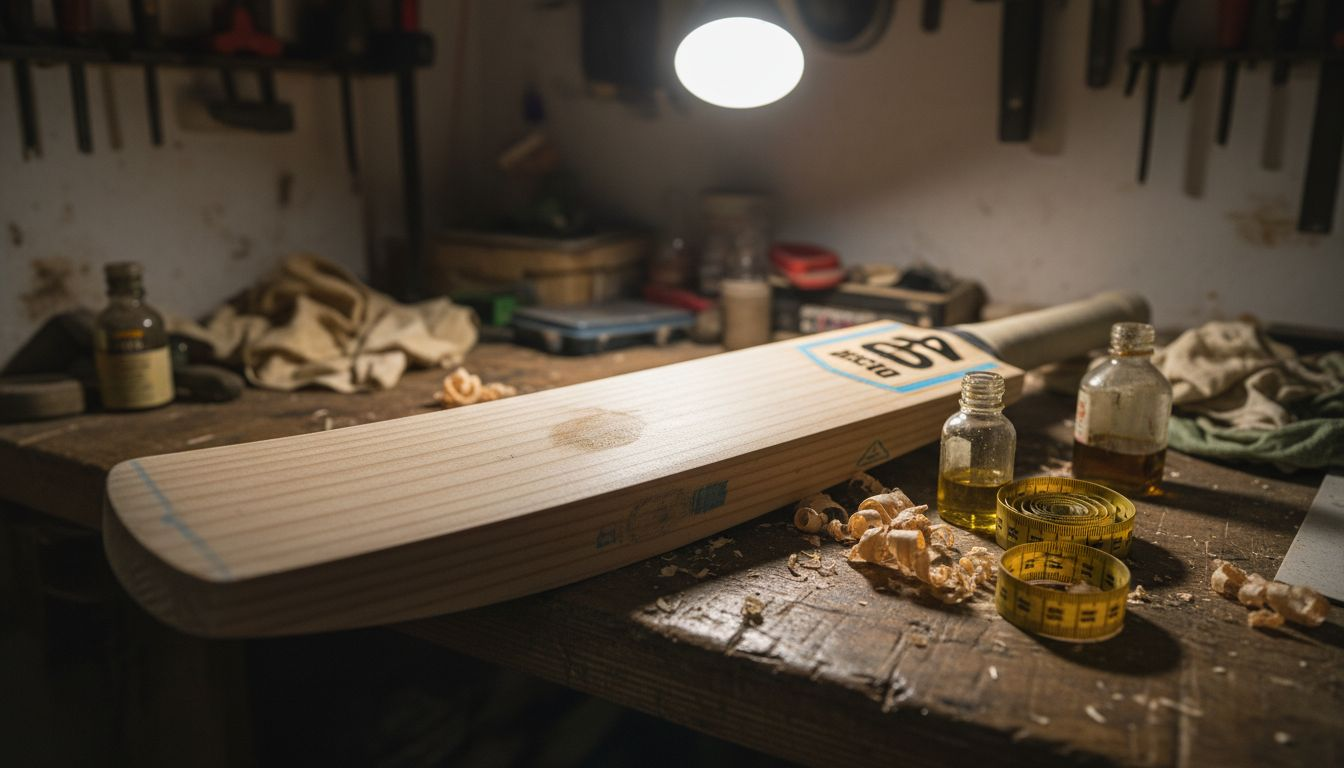 English willow bat grain close up