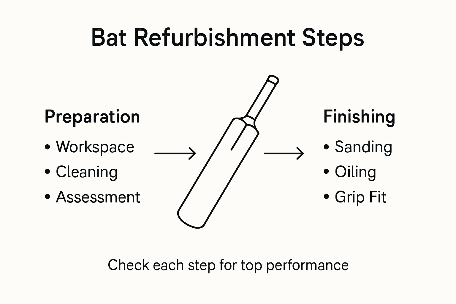Infographic of cricket bat refurbishment steps