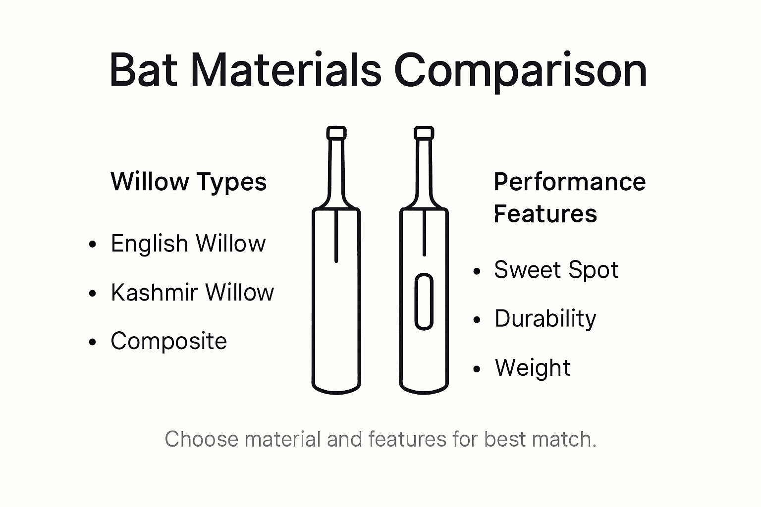 Infographic cricket bat materials and features