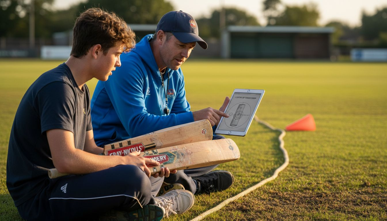 Coach and player discuss cricket bat sweet spot