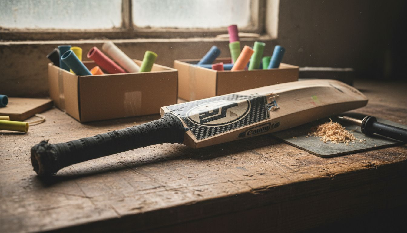 Close-up of carbon fiber cricket bat