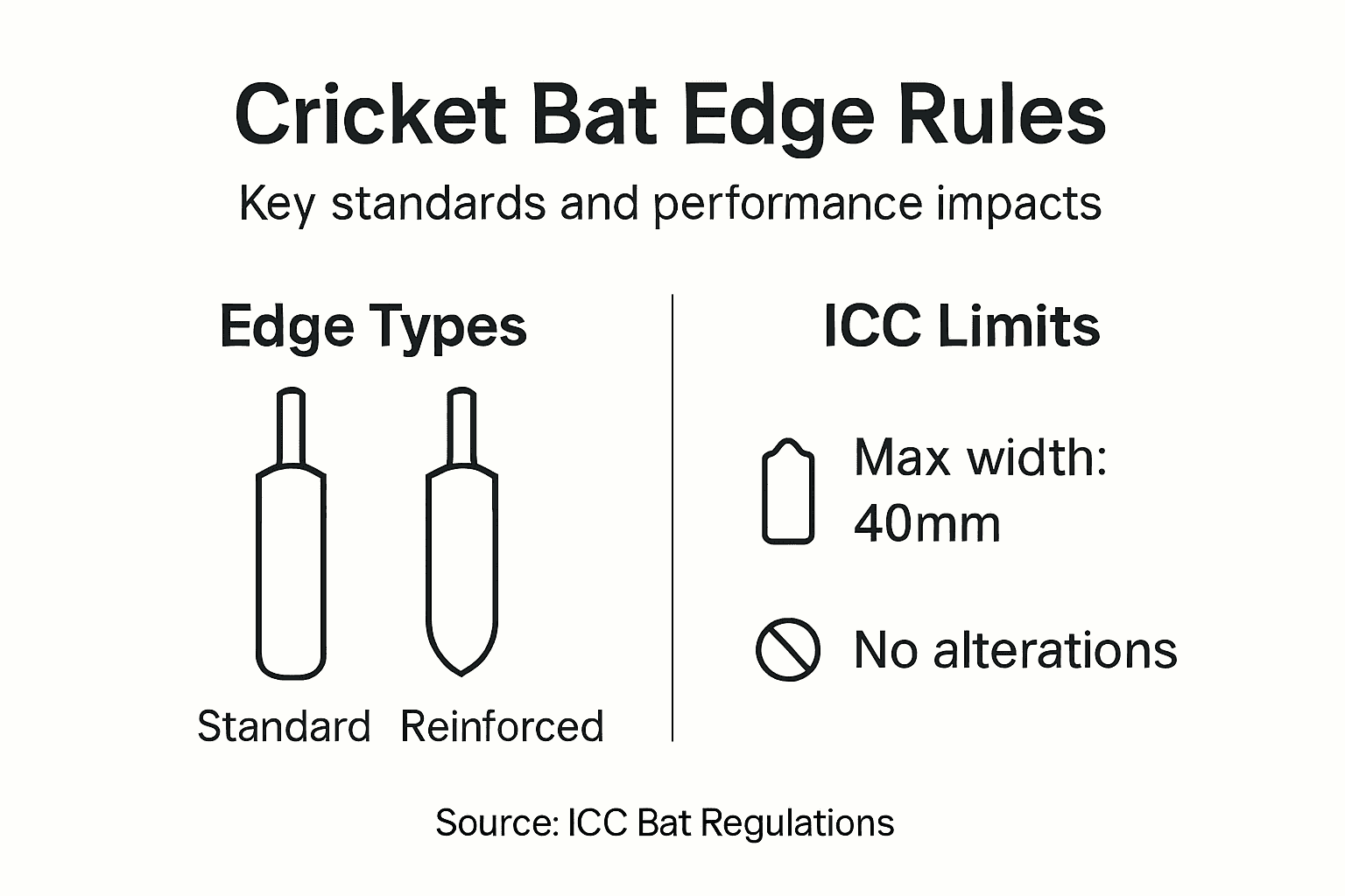 Infographic explaining cricket bat edge rules