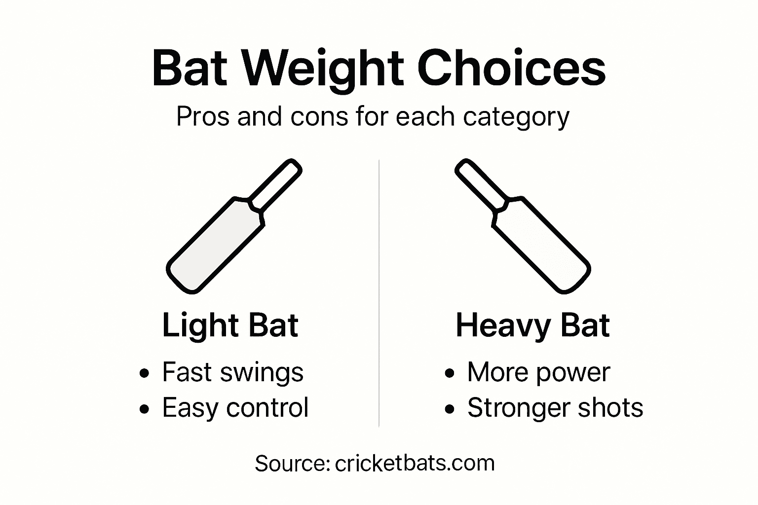 Infographic comparing bat weight pros and cons